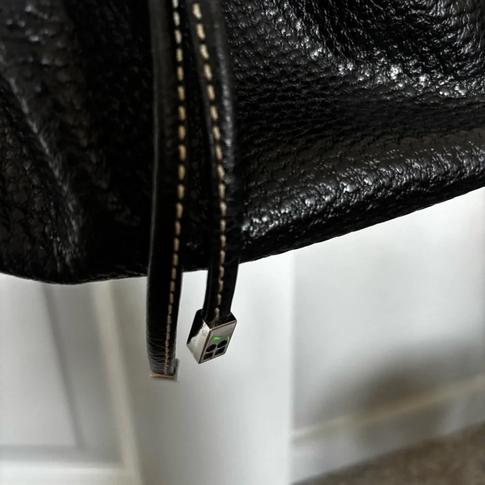 kate spade Black Pebbled Leather Gathered Drawstring Tote